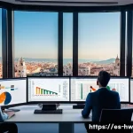 Home 22 성장 구간 파악을 위한 KPI 설정 - A modern business office scene in Madrid, Spain, showing a diverse team of professionals analyzing c...