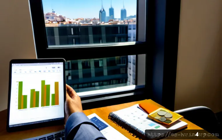Home 17 성장 구간 분석을 위한 시장 배경 조사 - Photorealistic market research scene in a bright Madrid coworking office, Spanish entrepreneur revie...
